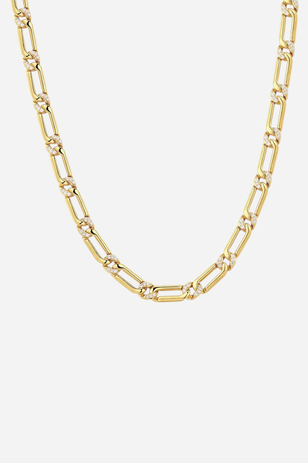 LUV AJ The Two-Tone Pave Link Necklace in Gold