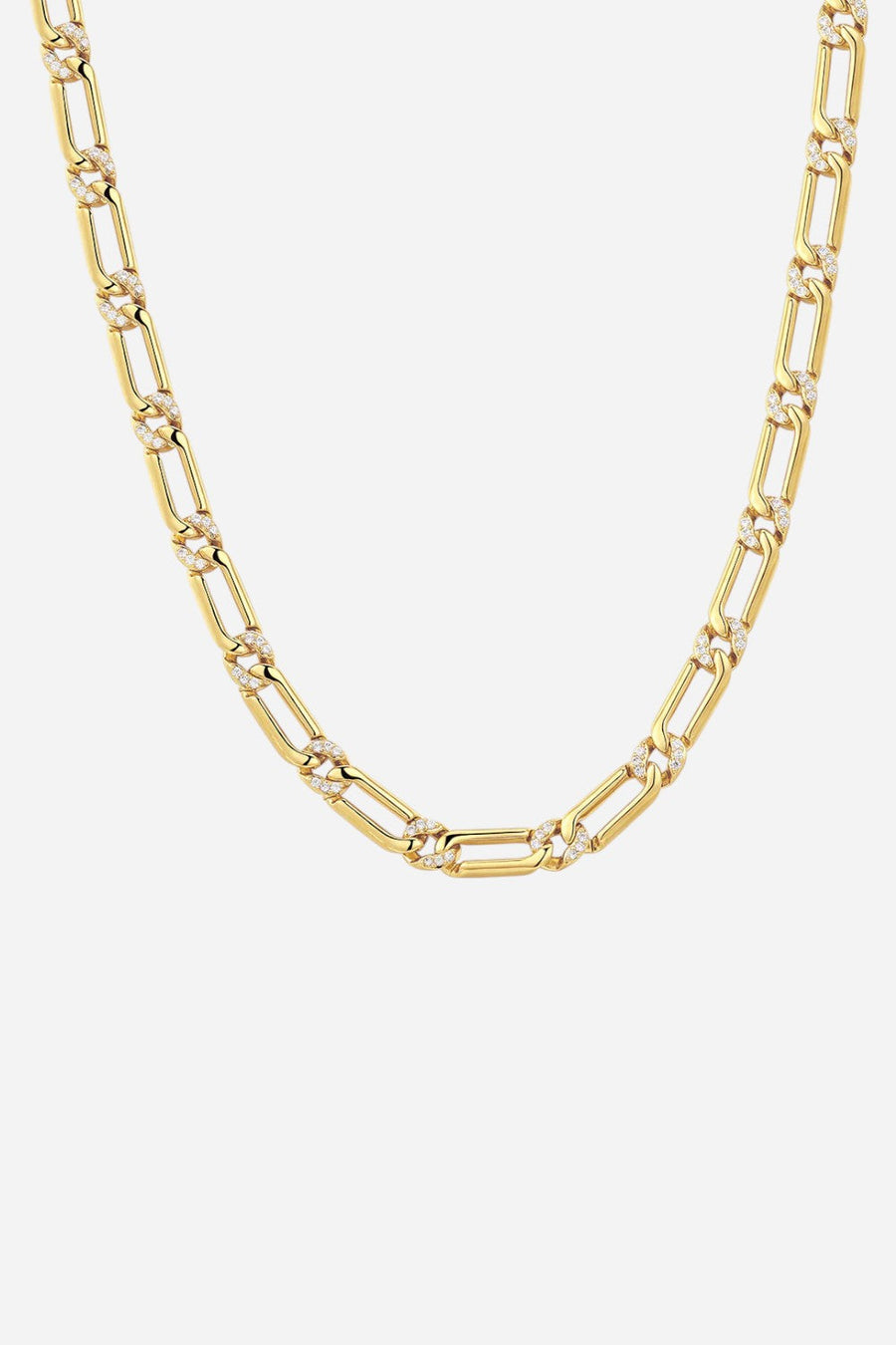 LUV AJ The Two-Tone Pave Link Necklace in Gold – front view