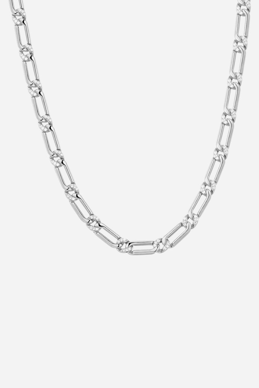 LUV AJ The Two-Tone Pave Link Necklace in Silver – front view