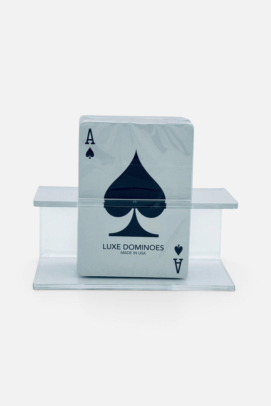 Luxe Dominoes El Caddi Double Card Holder in Clear – front view