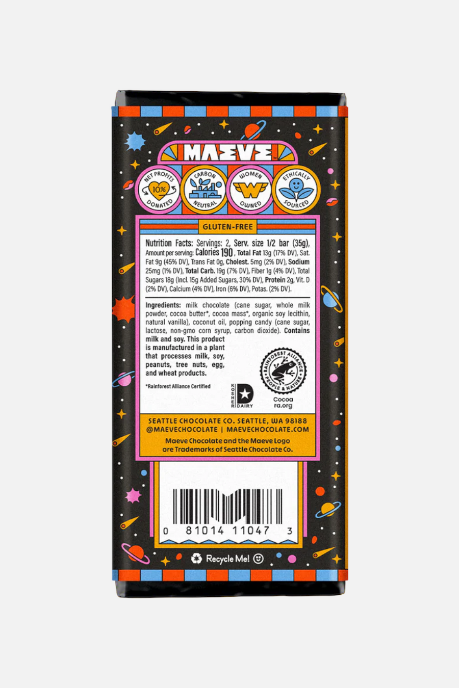 Maeve Seattle Chocolate Moon Rocks Bar – back view
