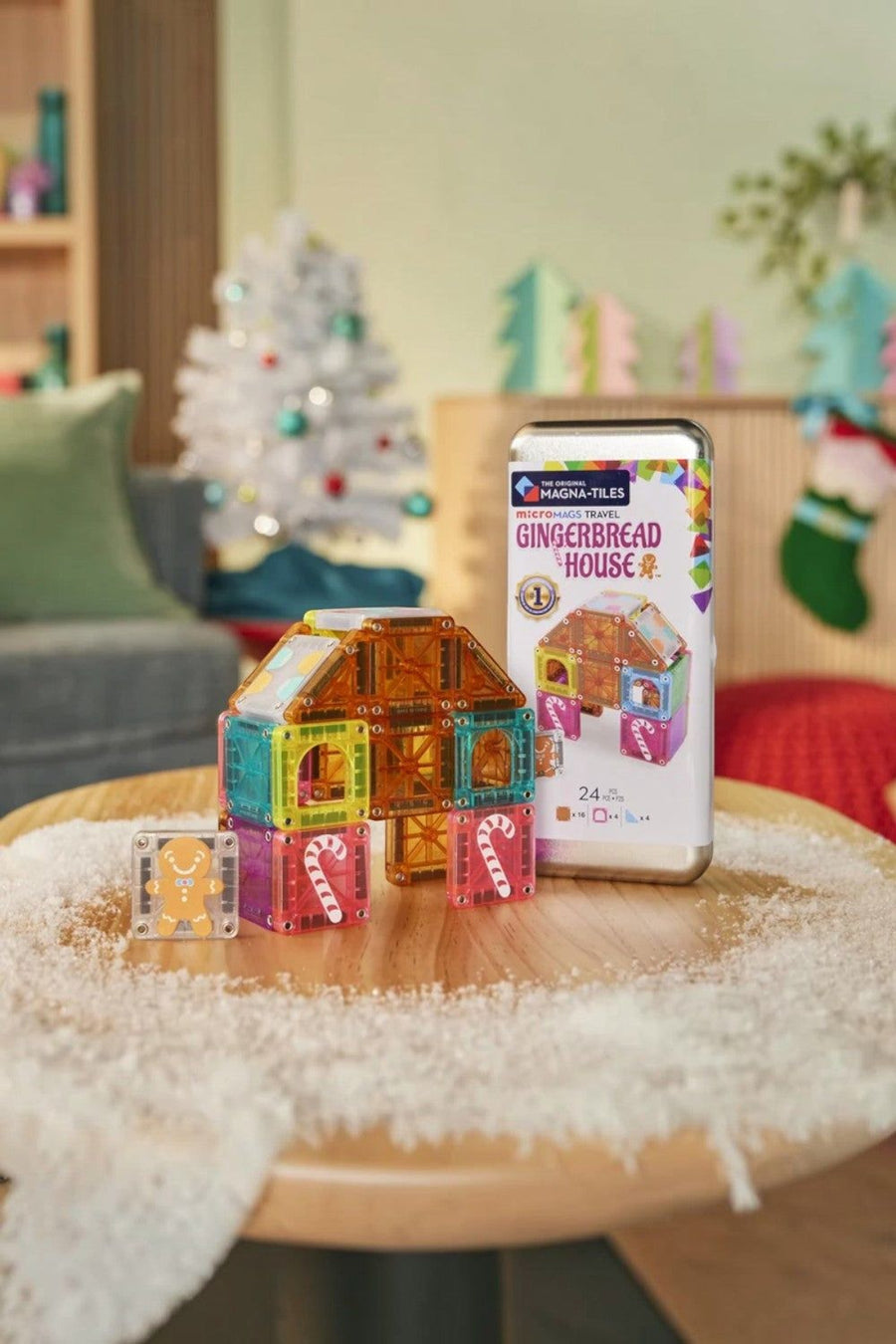 Magna-Tiles Micromags Gingerbread House 24 Piece Travel Set – back view