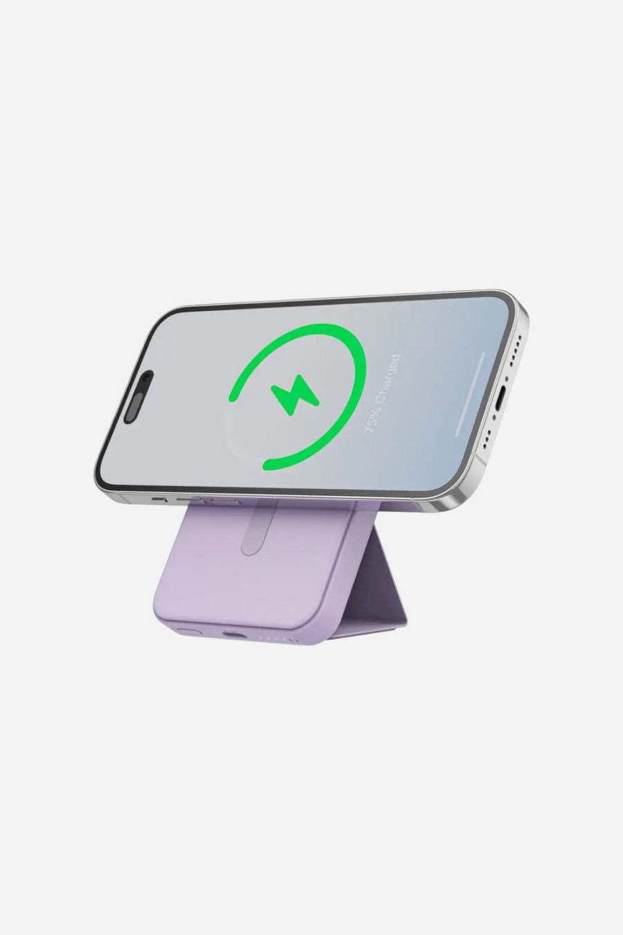Magnetic Wireless Charging Power Bank with Stand – flat lay
