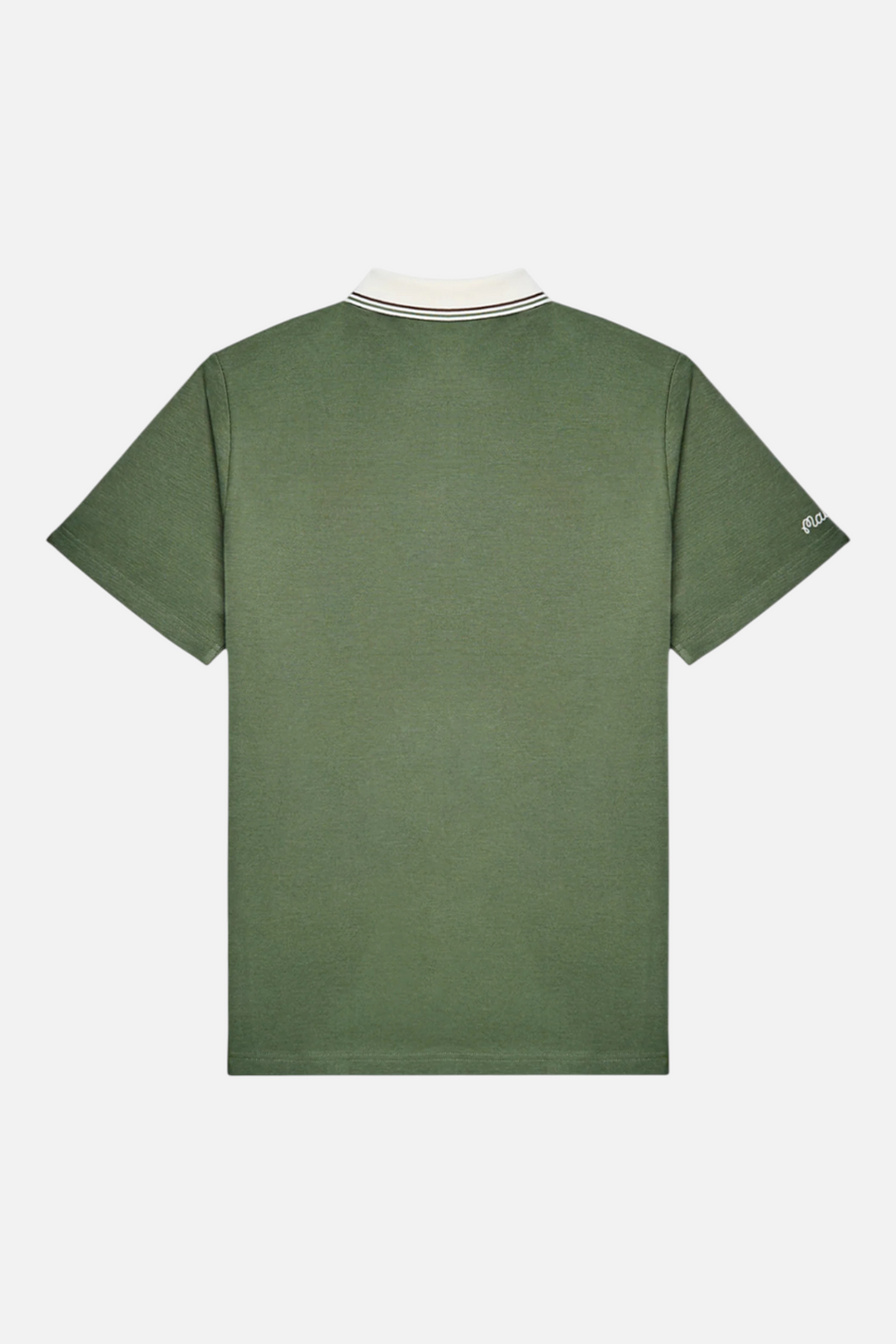 Malbon Fairway Oakwood Polo in Olivine – flat lay