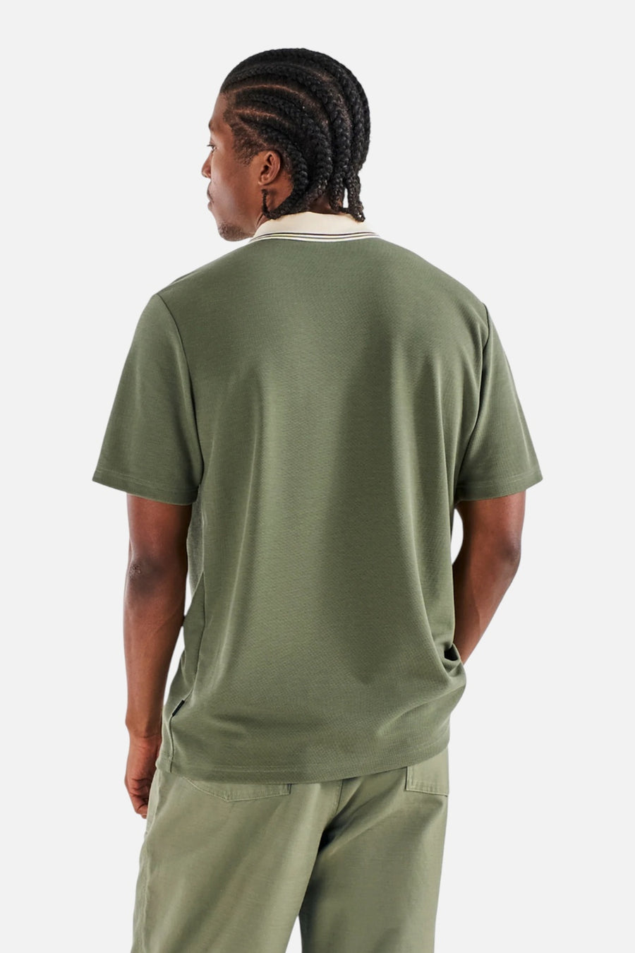Malbon Fairway Oakwood Polo in Olivine – side view