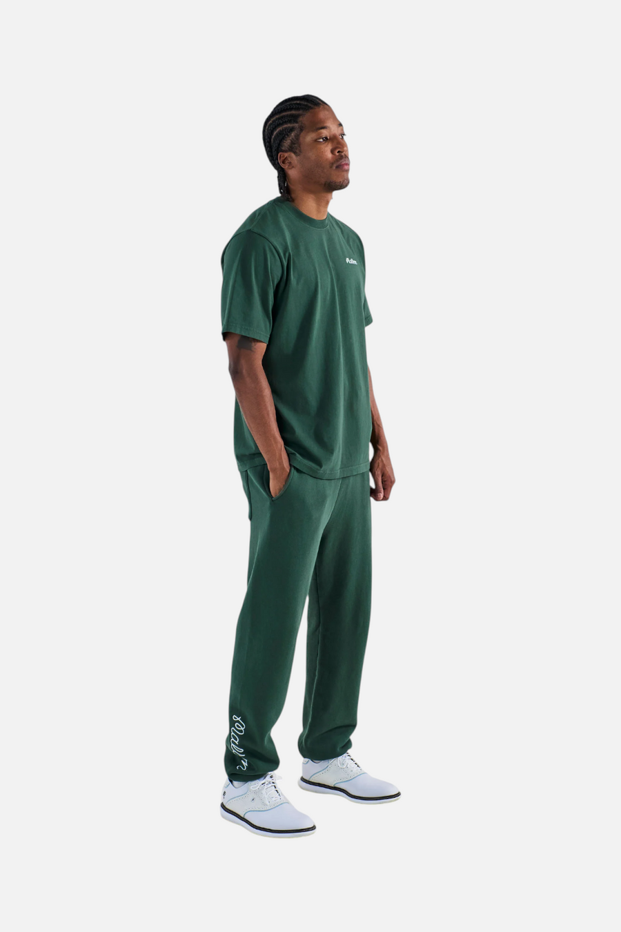 Malbon Golf Bermuda Baldwin Tee in Forest – side view