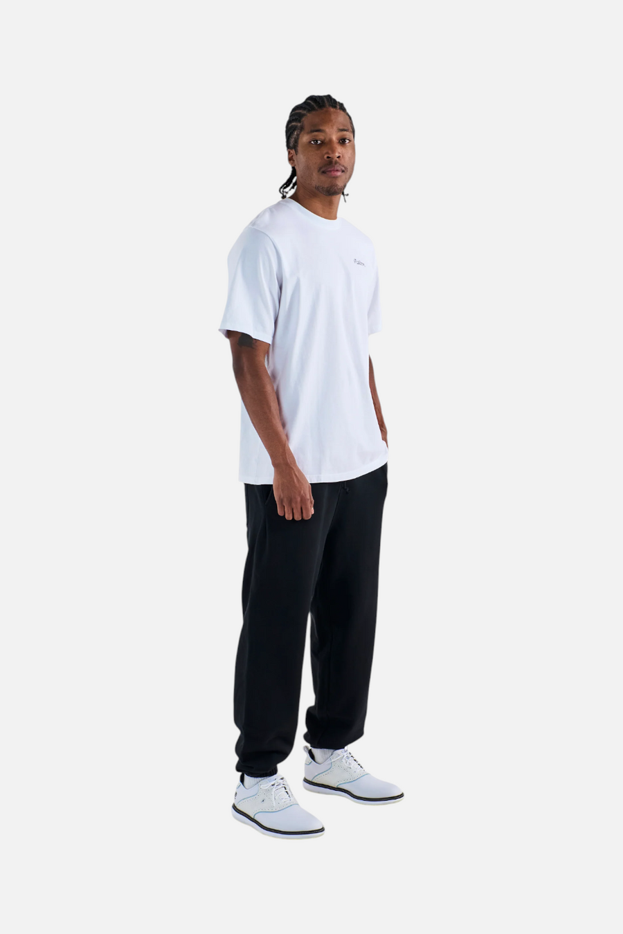 Malbon Golf Bermuda Baldwin Tee in White – side view
