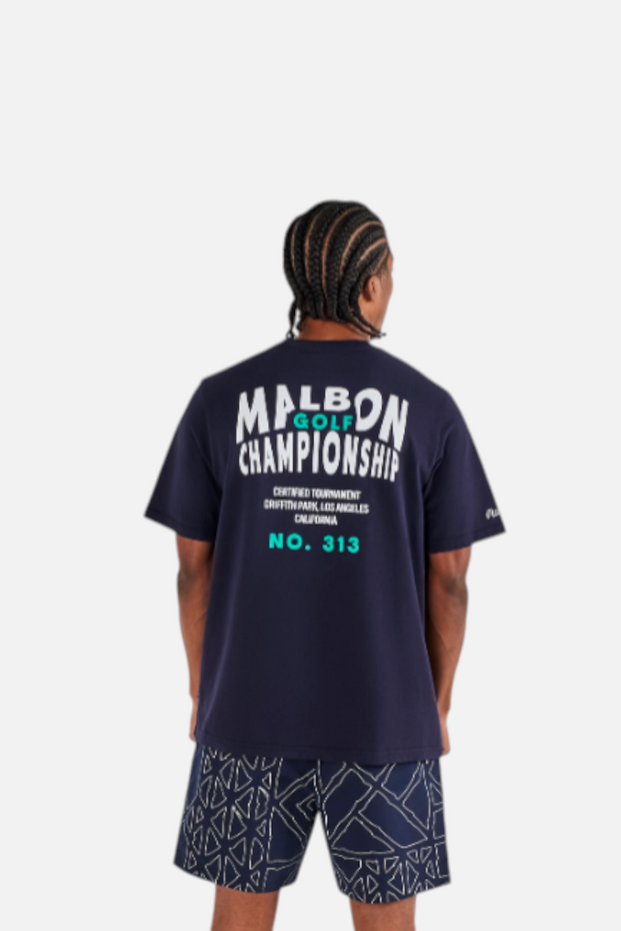 Malbon Golf Bermuda Championship Tee in Midnight – front view