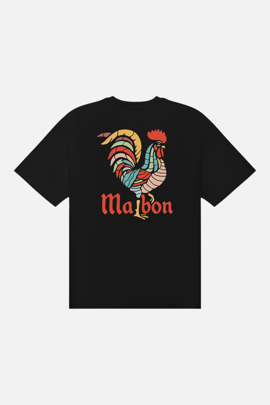 Malbon Golf Bermuda Rooster Tee in Black – flat lay