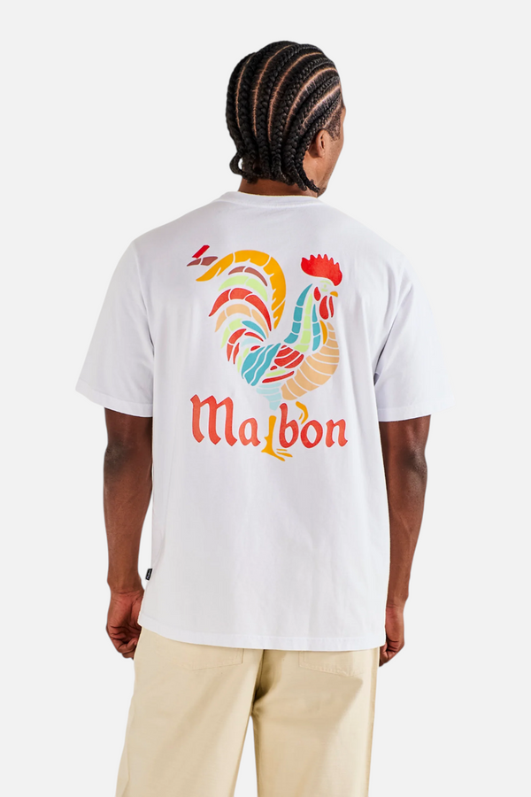 Malbon Golf Bermuda Rooster Tee in White