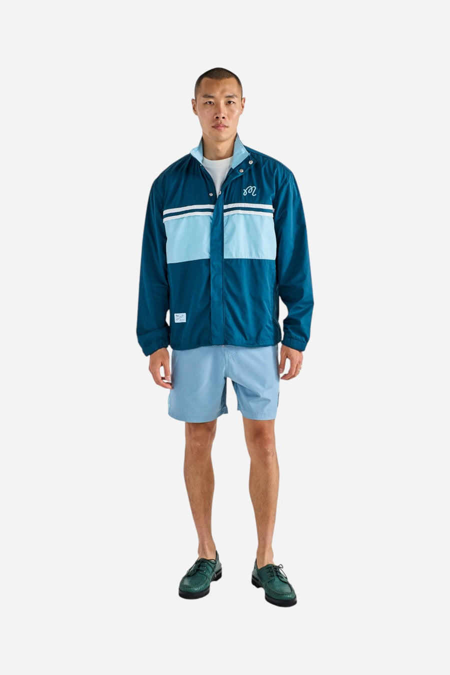 Malbon Golf Costanzo Windbreaker in Ocean – back view