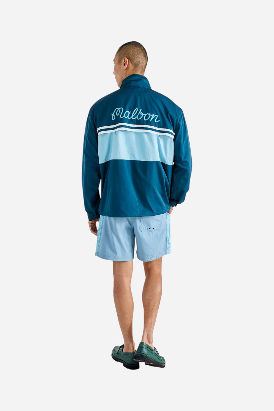 Malbon Golf Costanzo Windbreaker in Ocean – flat lay