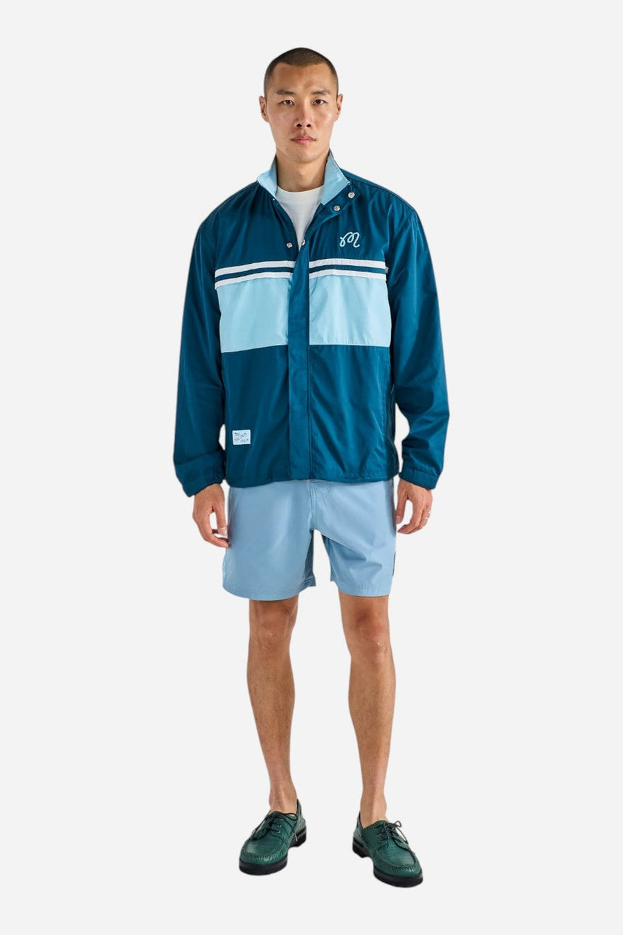Malbon Golf Costanzo Windbreaker in Ocean – on model