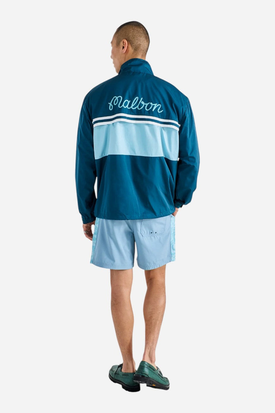Malbon Golf Costanzo Windbreaker in Ocean – back view