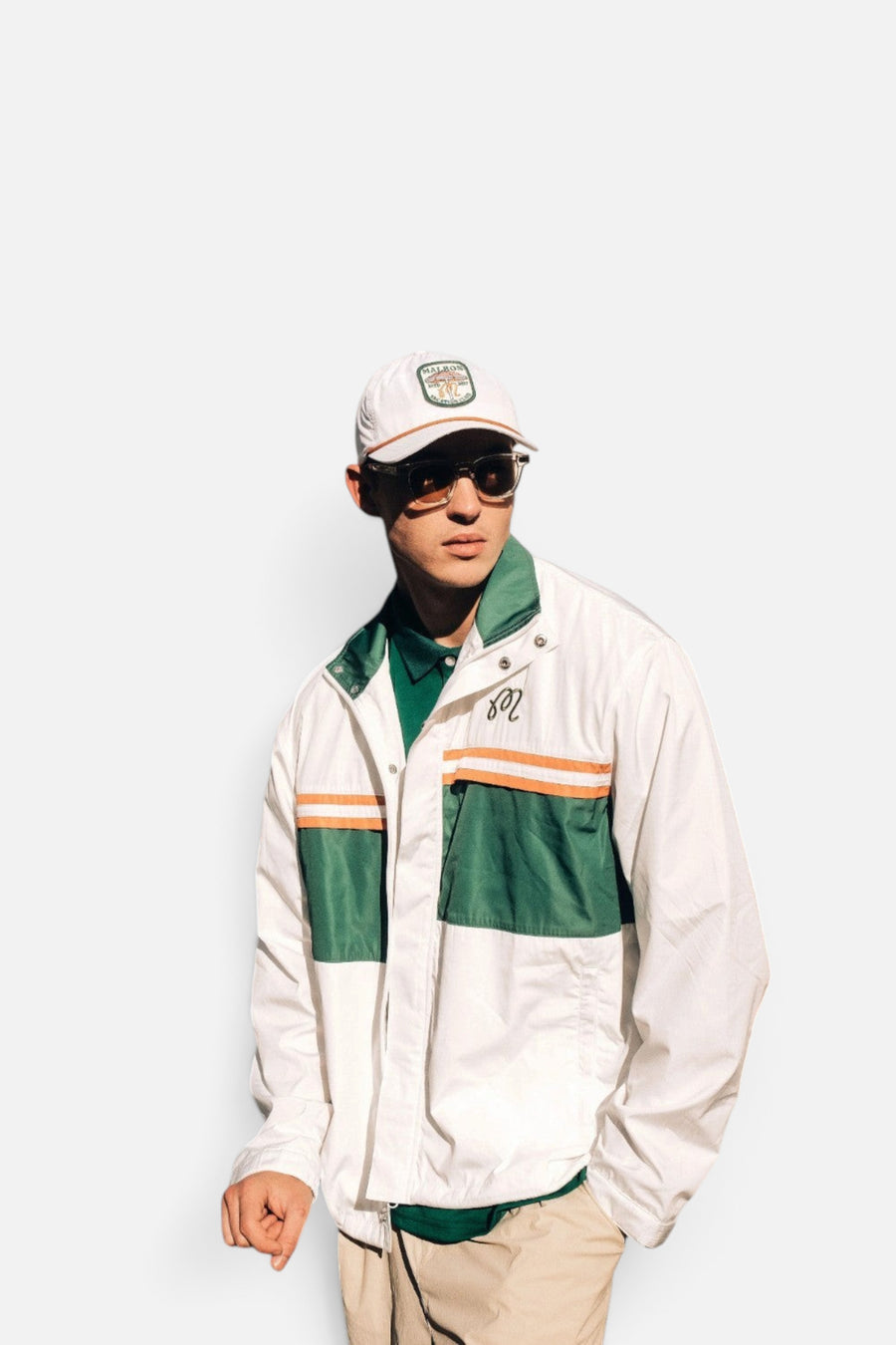 Malbon Golf Costanzo Windbreaker in White – back view
