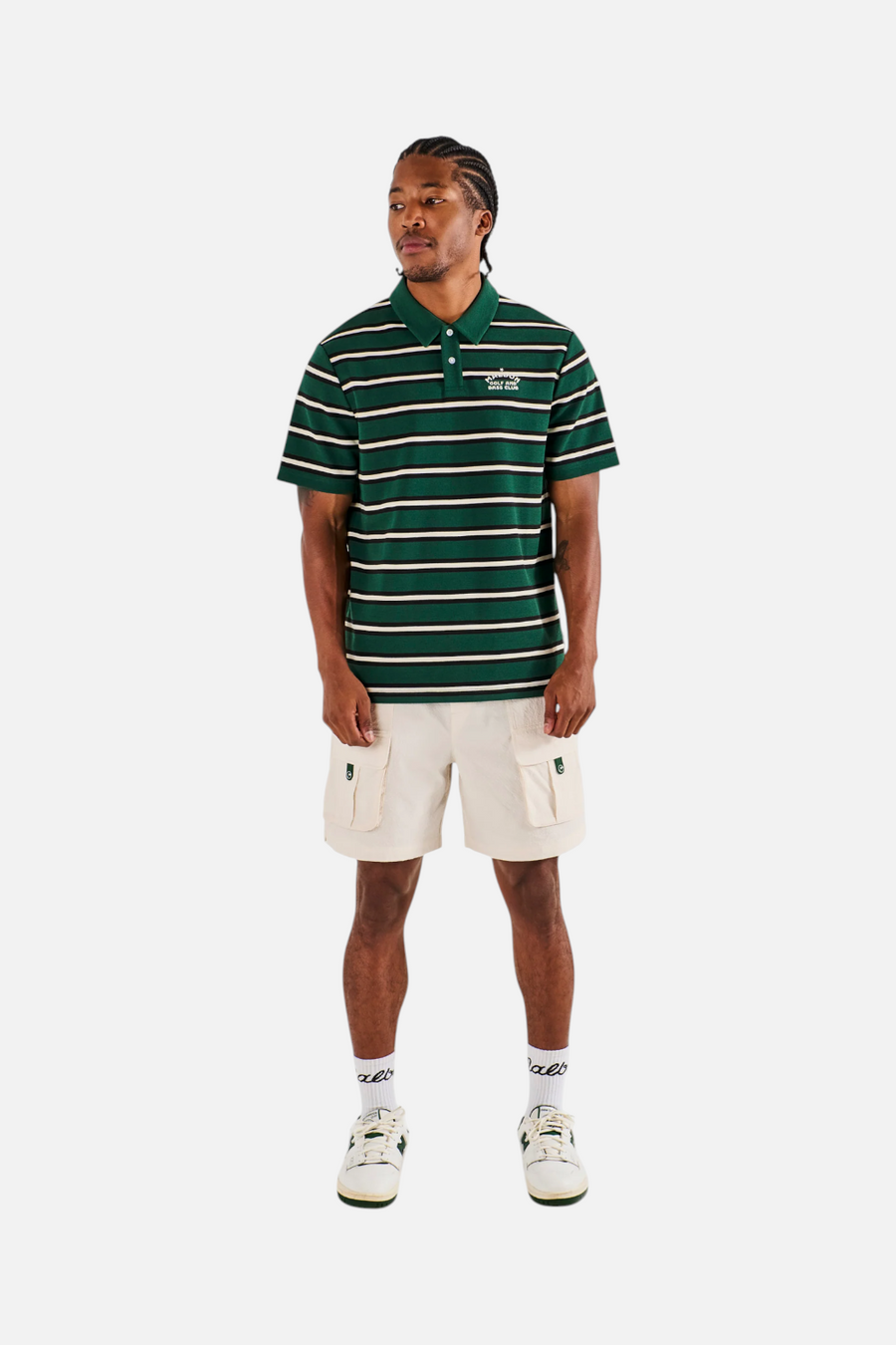 Malbon Golf Fairway Bass Club Polo in Forest Green – detail