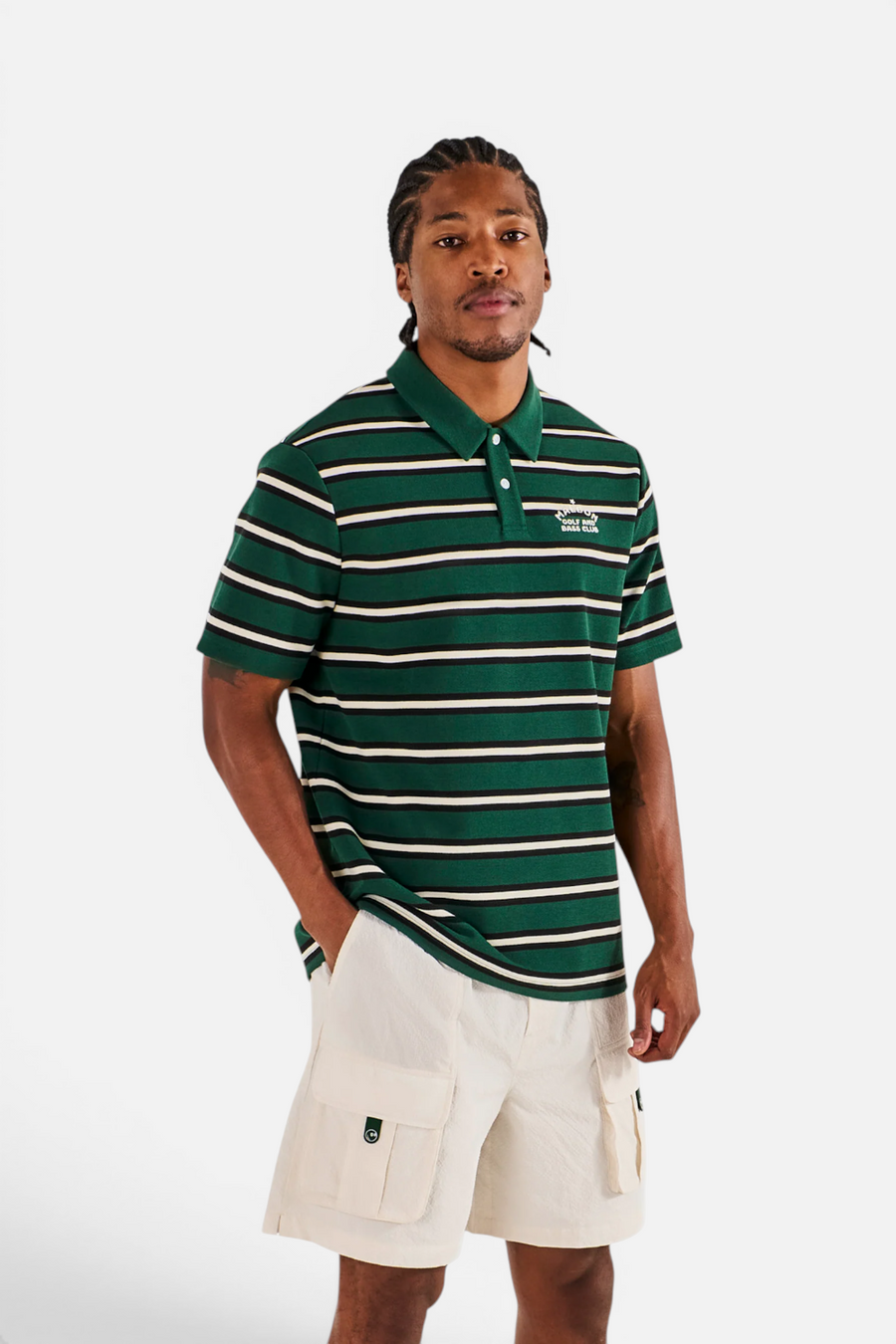 Malbon Golf Fairway Bass Club Polo in Forest Green – front view