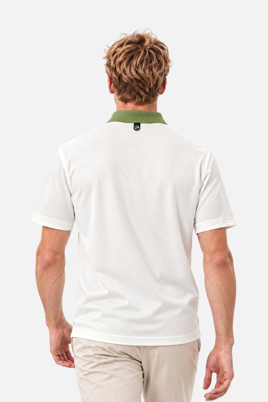 Malbon Golf Fairway Hex Polo in Ivory – back view