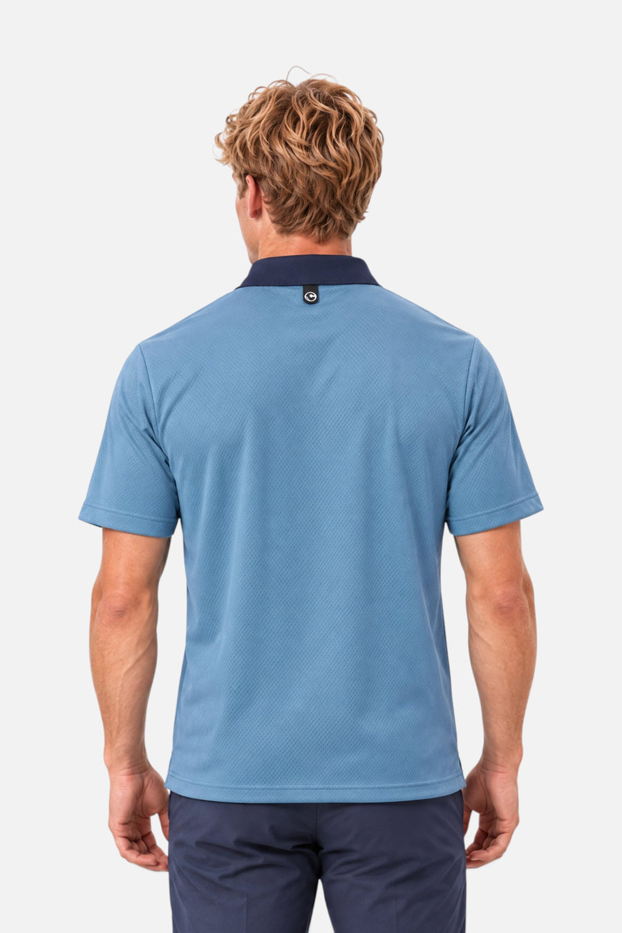 Malbon Golf Fairway Hex Polo in Slate – back view