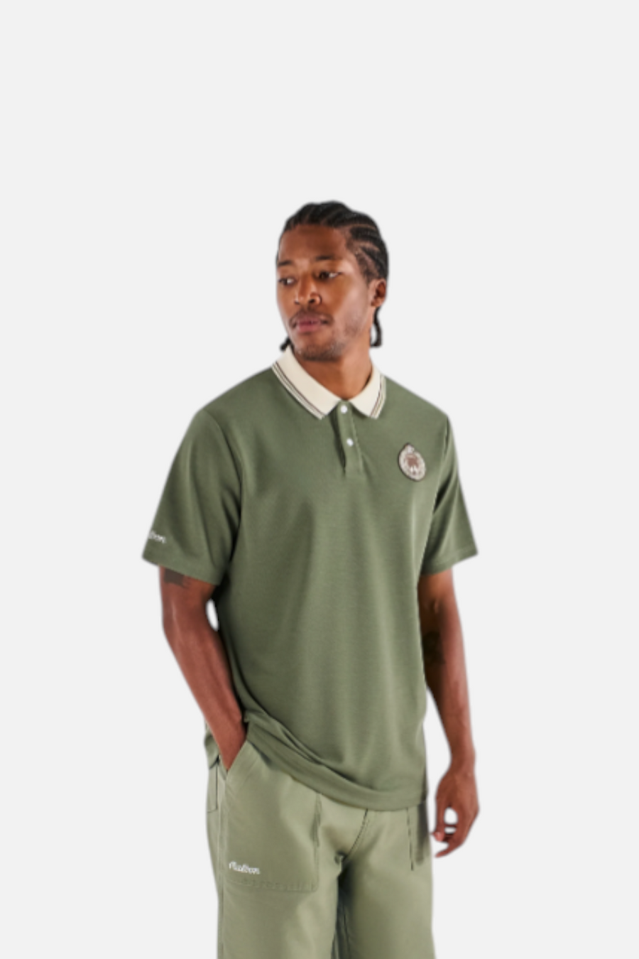 Malbon Golf Fairway Oakwood Polo in Olivine – front view