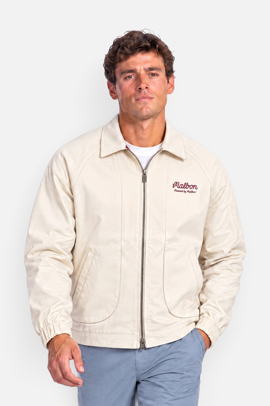 Malbon Golf Field Jacket in Ivory – front view