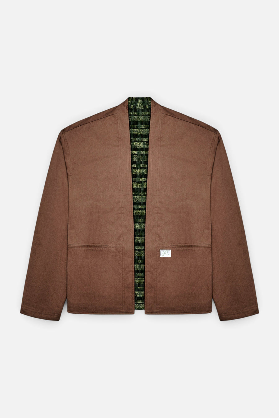 Malbon Golf Grounds Reversible Jacket in Brown – flat lay