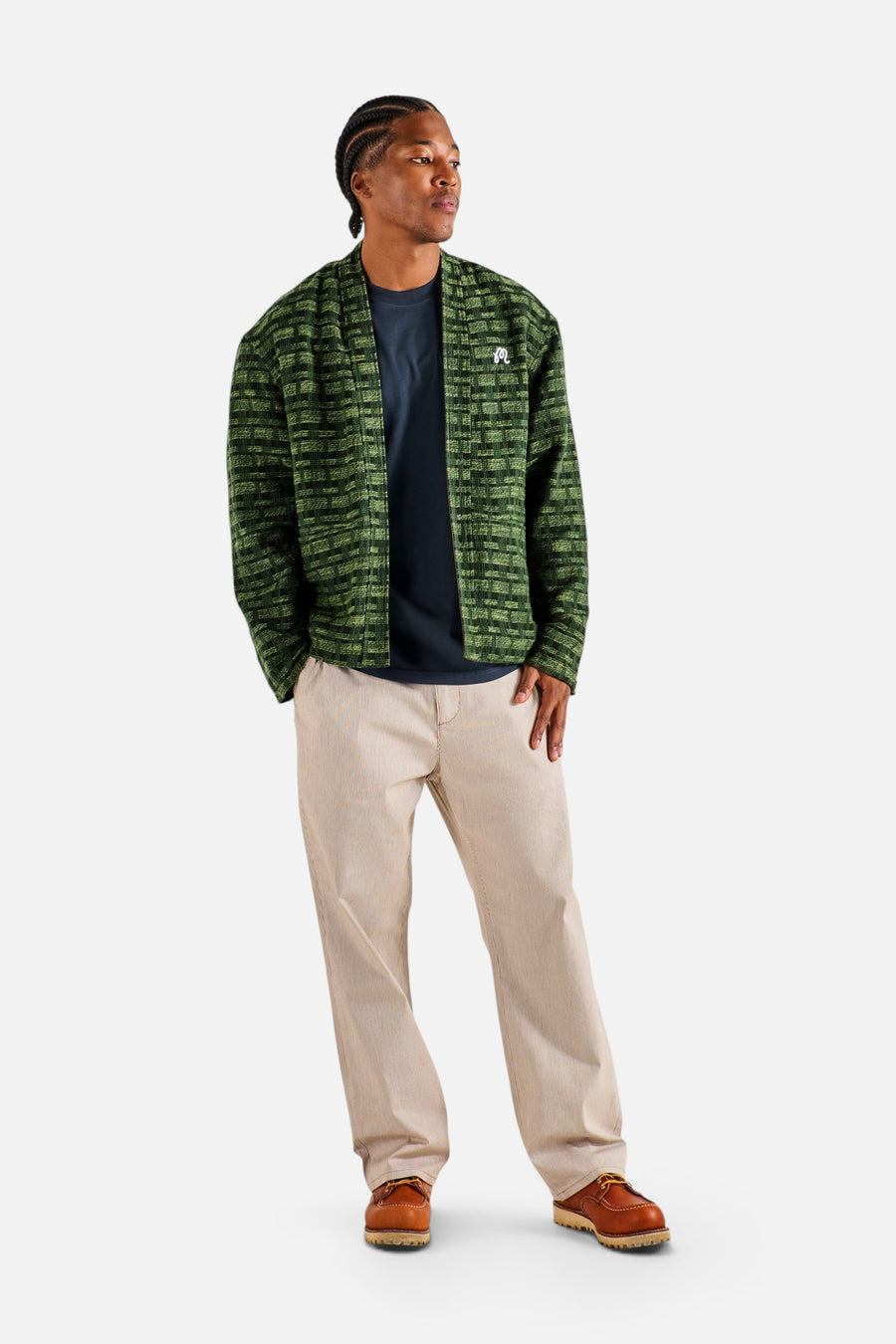 Malbon Golf Grounds Reversible Jacket in Brown – reversed side view