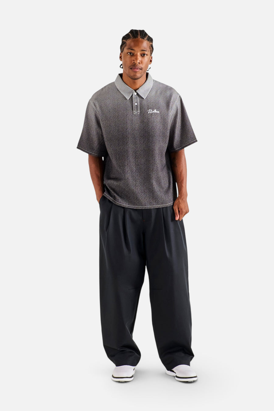 Malbon Golf Ironfade Polo in Black – front view