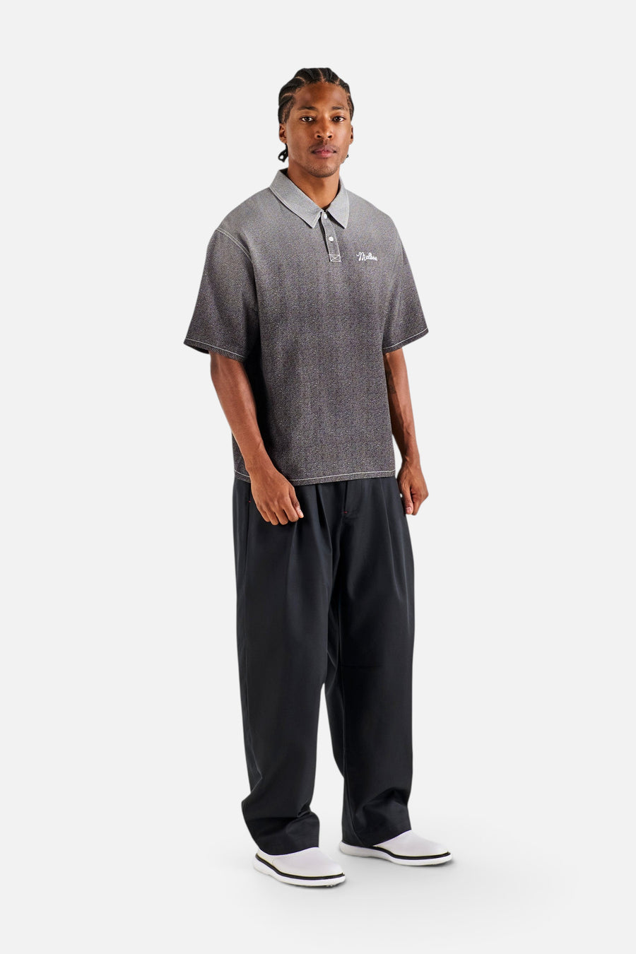 Malbon Golf Ironfade Polo in Black – full length