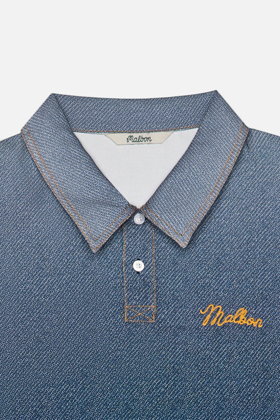 Malbon Golf Ironfade Polo in Dusty Navy – detail