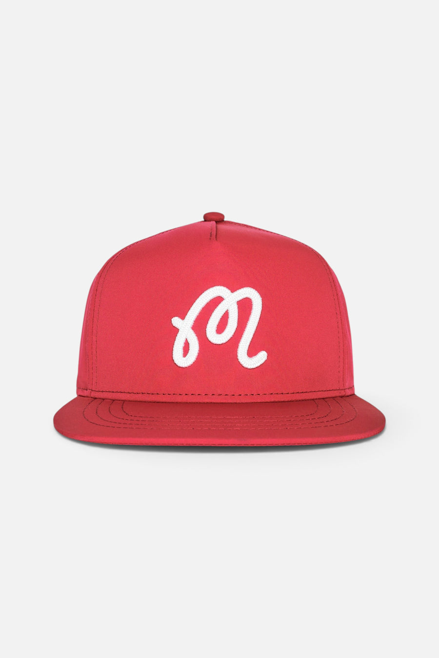 Malbon Golf M Chain Stitch Snapback in Crimson Red – front view