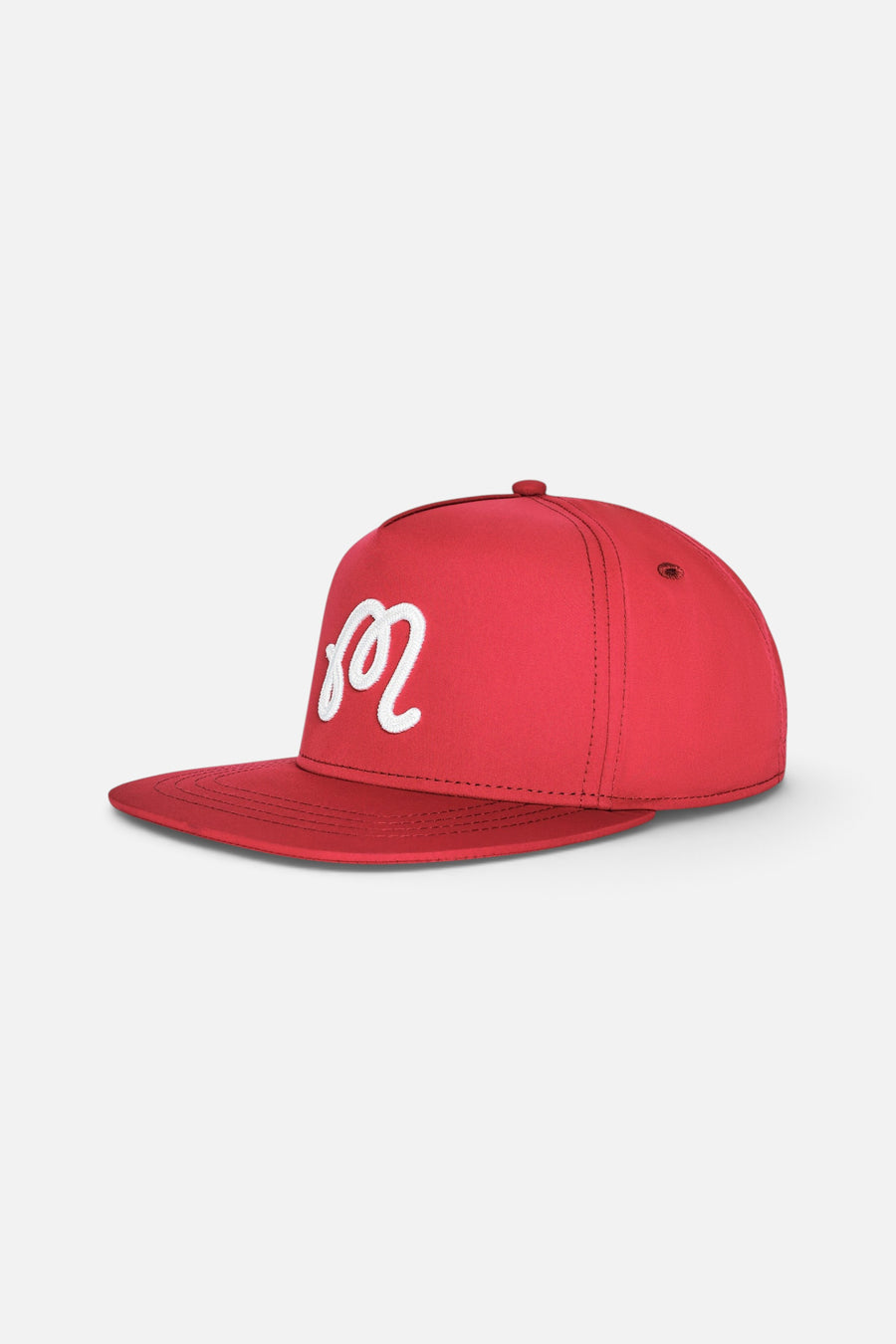 Malbon Golf M Chain Stitch Snapback in Crimson Red – side view