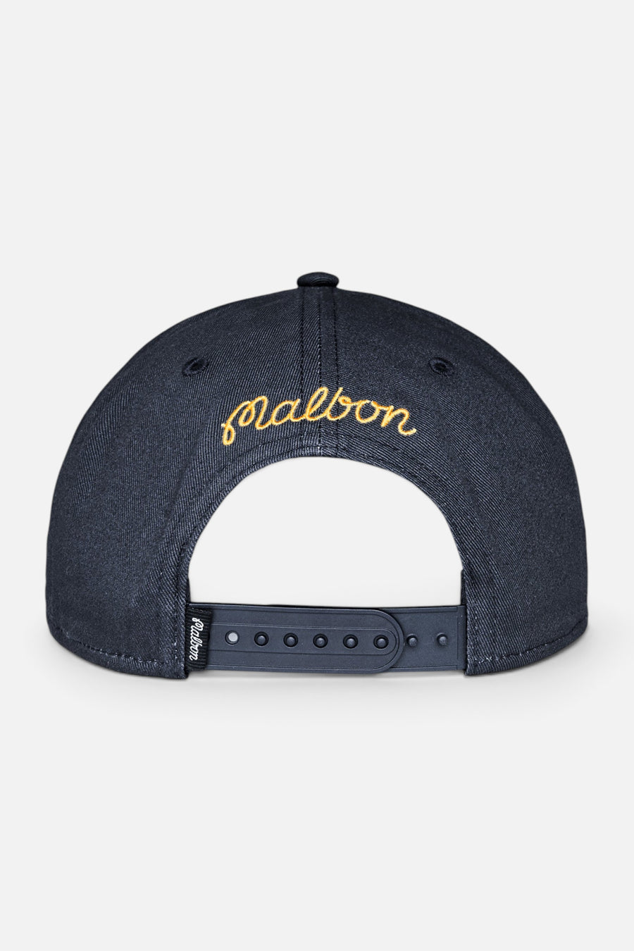 Malbon Golf M Script Snapback in Blueberry – back view