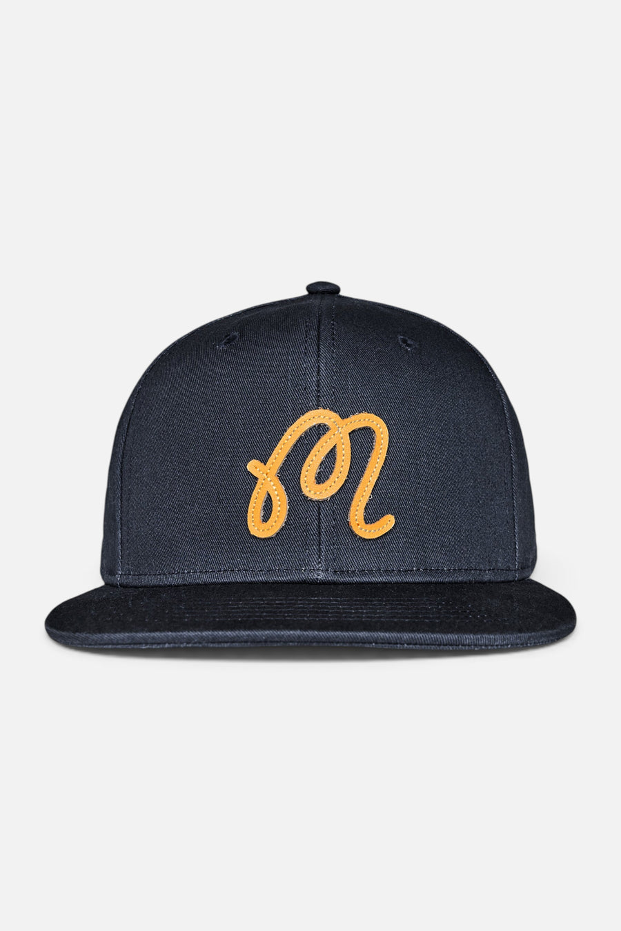 Malbon Golf M Script Snapback in Blueberry – front view
