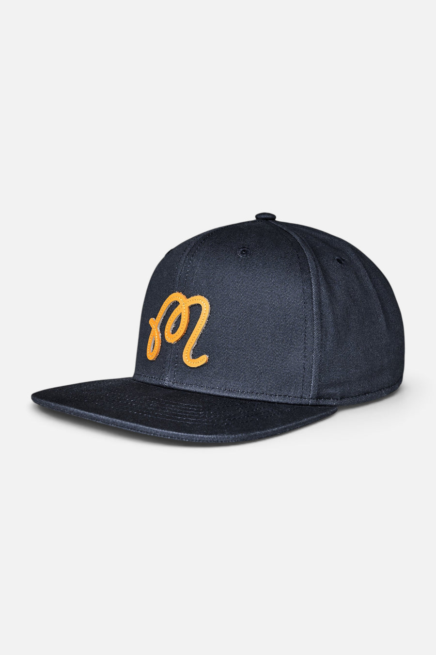 Malbon Golf M Script Snapback in Blueberry – side view