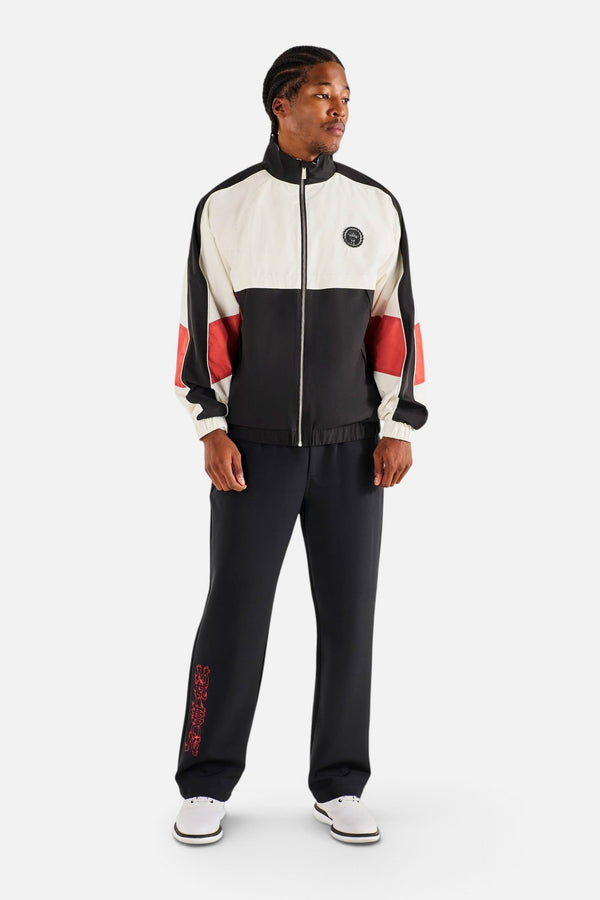 Malbon Golf Men's Axis Jacket in Crimson Red and Off White