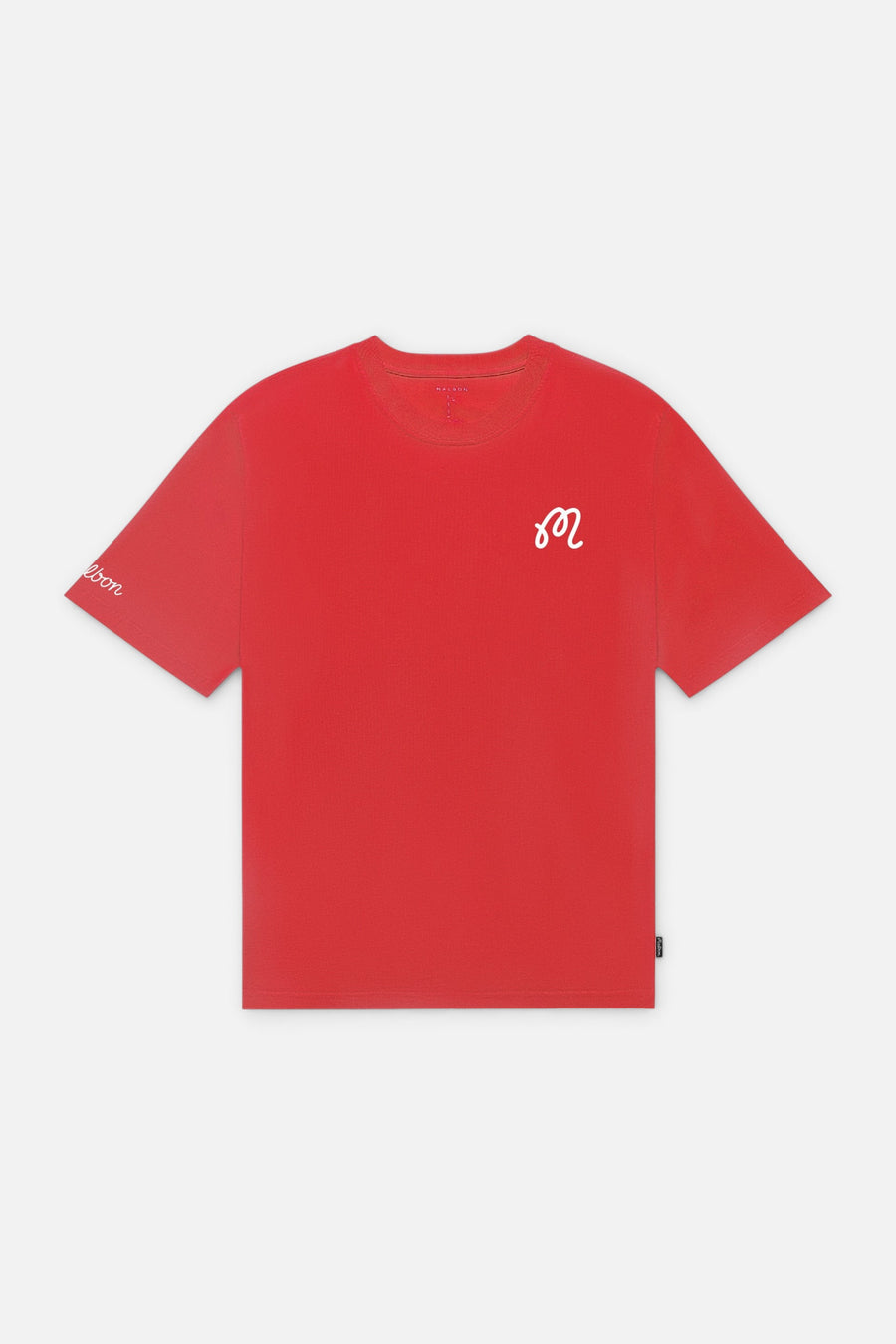 Malbon Golf Men's Bermuda Tee in Crimson Red – front view