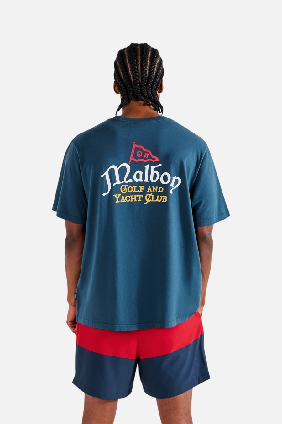 Malbon Golf Men's Bermuda Yacht Club Tee in Navy – front view