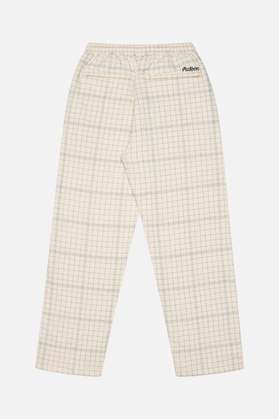 Malbon Golf Men's Bon Script Plaid Sweatpant in Ivory – side view