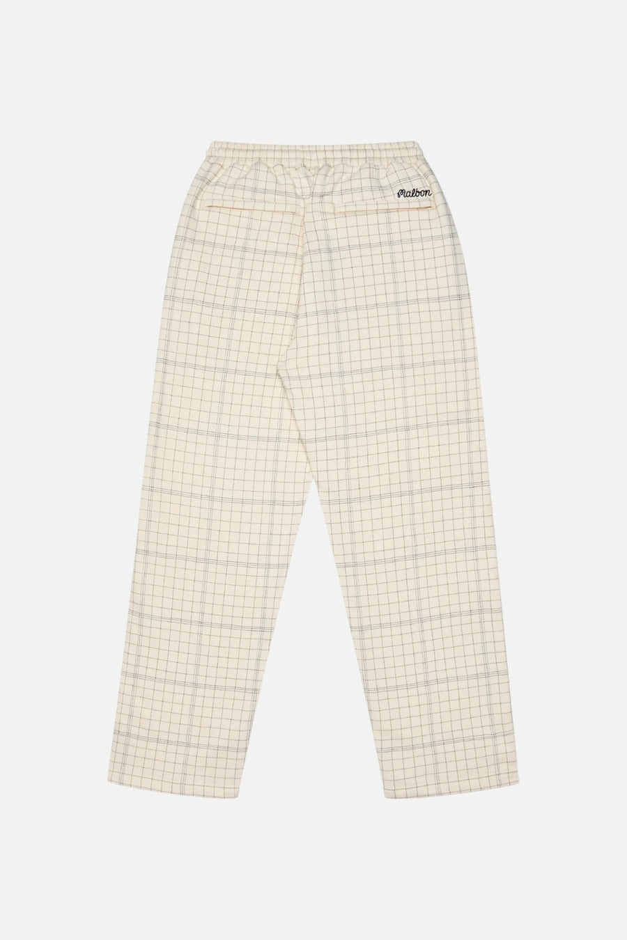 Malbon Golf Men's Bon Script Plaid Sweatpant in Ivory – back view