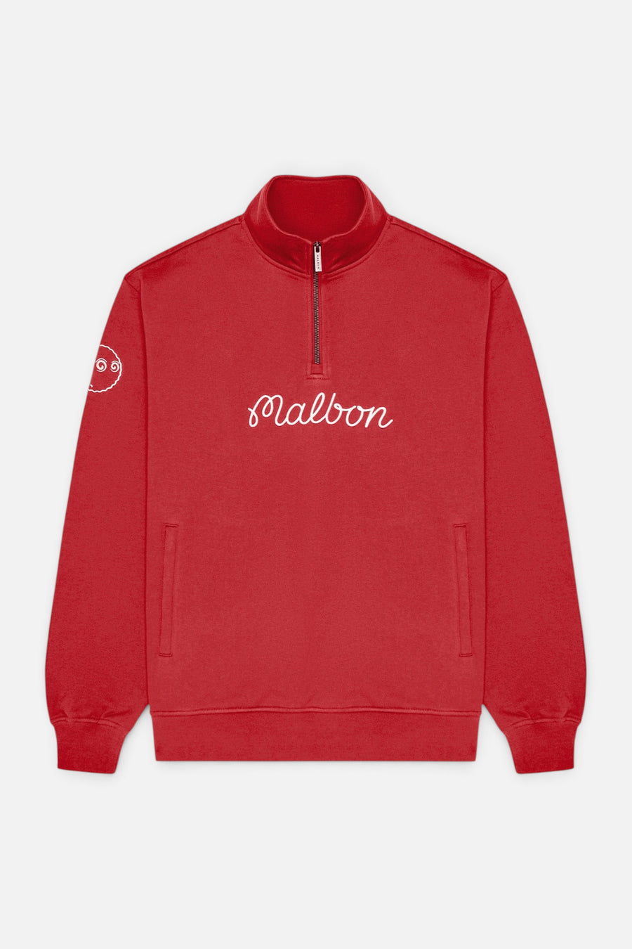 Malbon Golf Men's Collegiate Sweatshirt in Crimson Red – front view