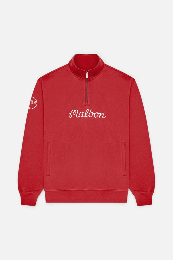 Malbon Golf Men's Collegiate Sweatshirt in Crimson Red