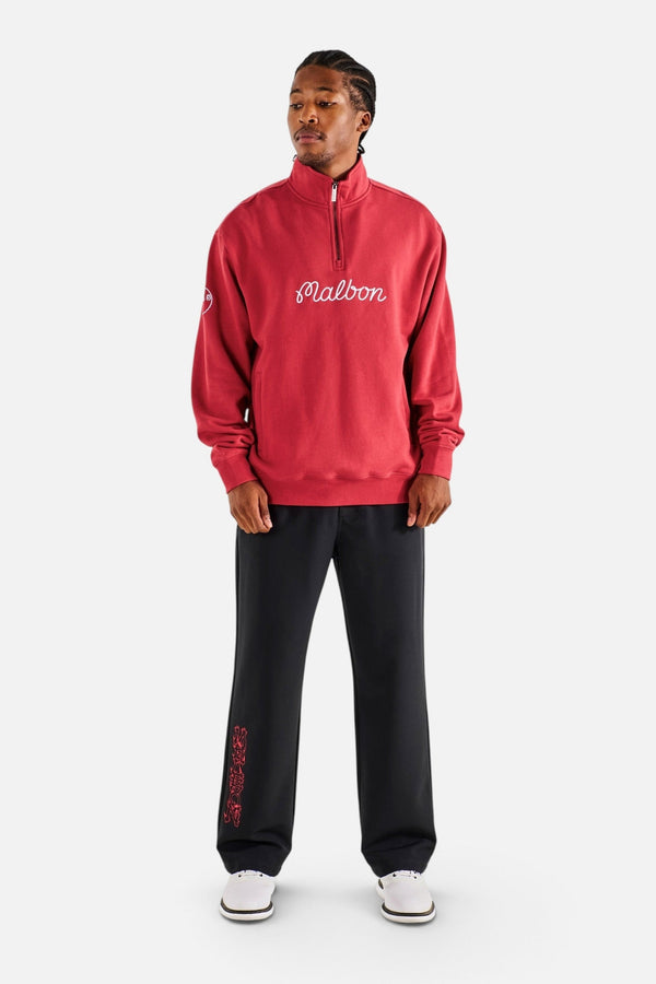Malbon Golf Men's Collegiate Sweatshirt in Crimson Red