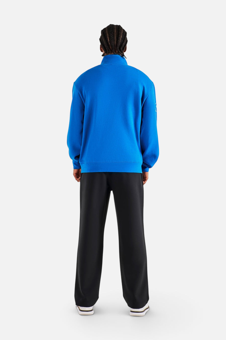 Malbon Golf Men's Collegiate Sweatshirt in Imperial Blue – on model