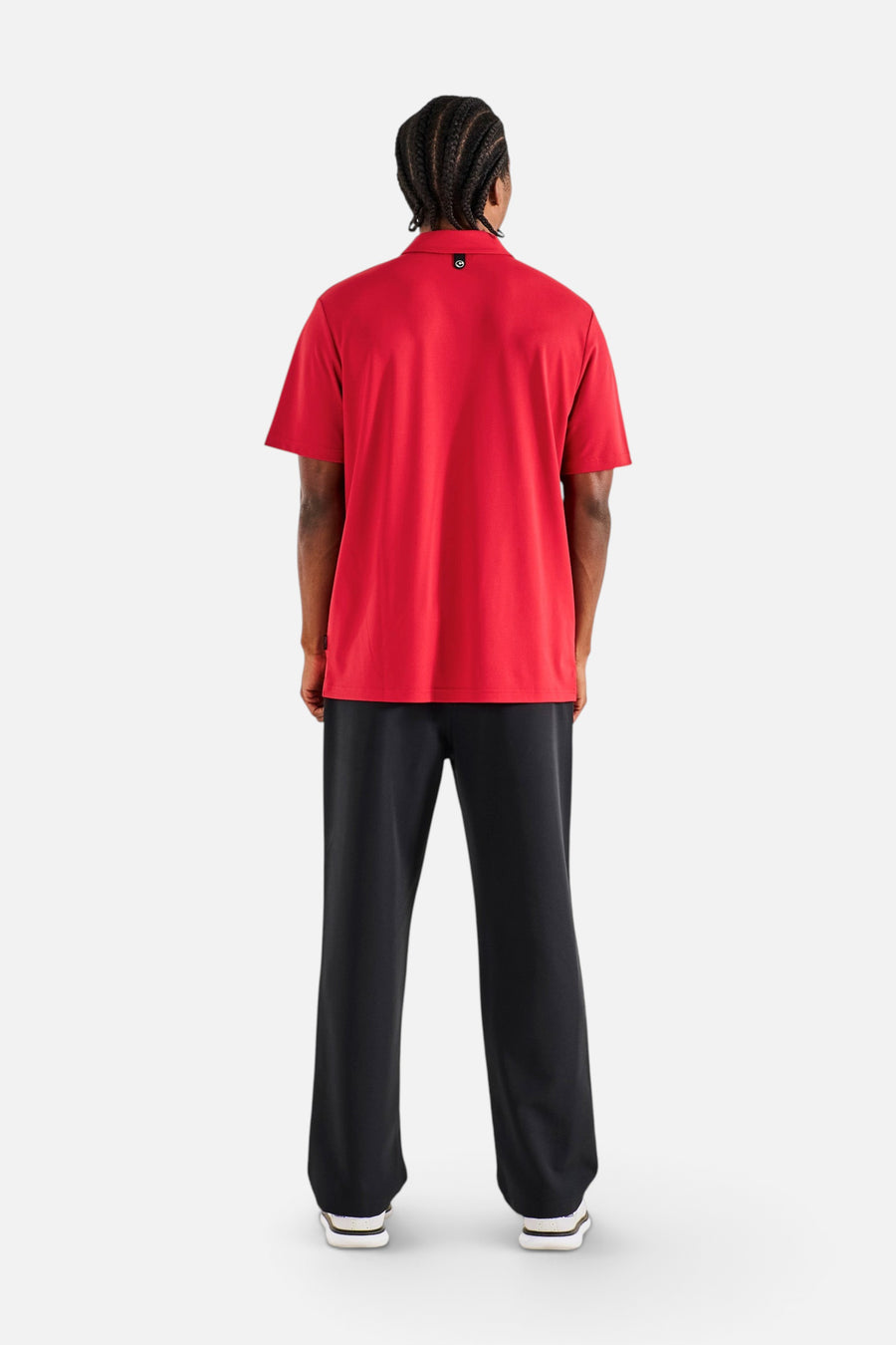 Malbon Golf Men's Fairway Polo in Scarlet – back view