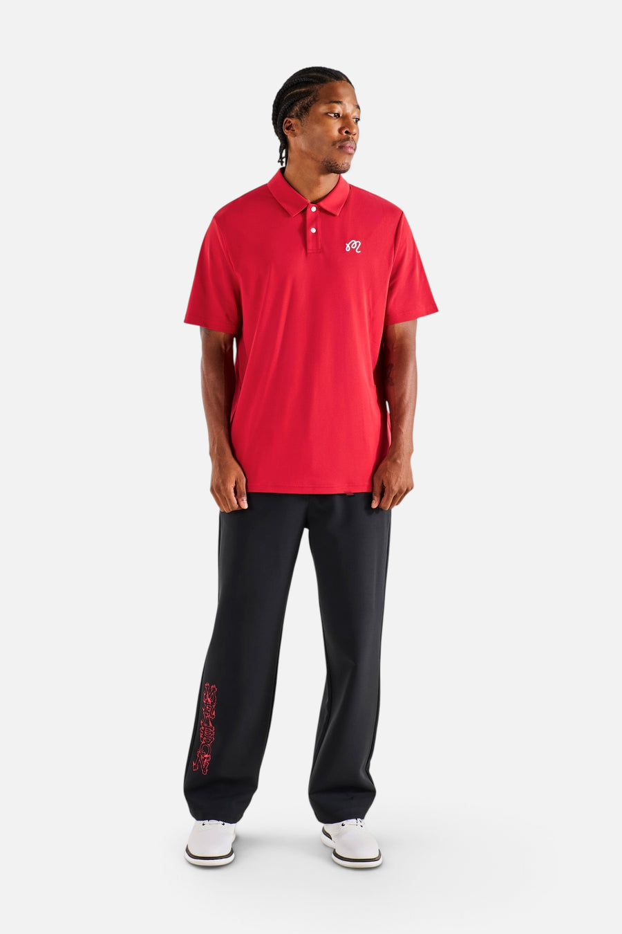 Malbon Golf Men's Fairway Polo in Scarlet – on model