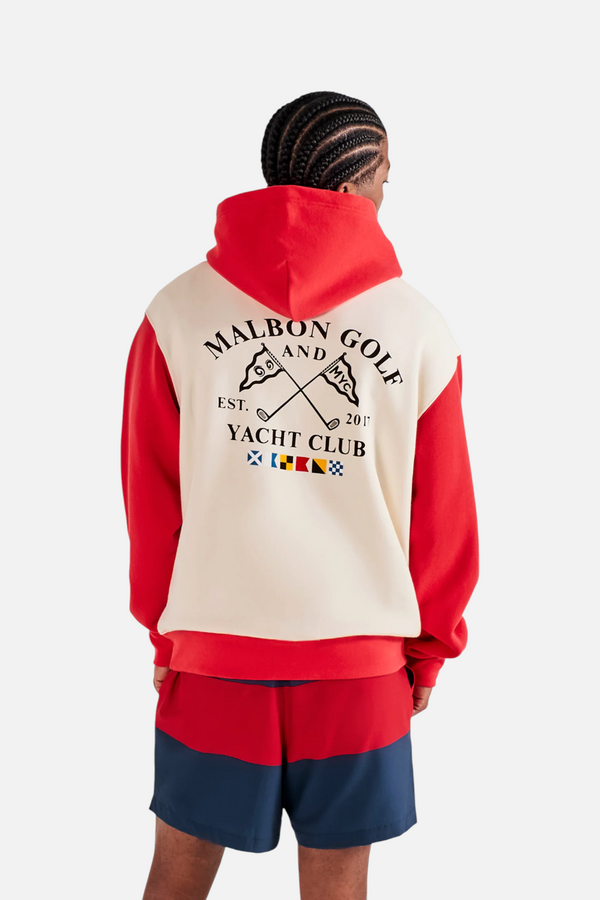 Malbon Golf Men's Fesque Deck Hand Hoodie in Tofu and Red