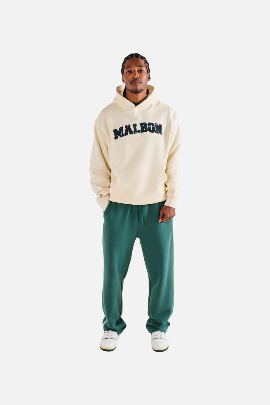 Malbon Golf Men's Fesque Preston Hoodie in Ivory – back view
