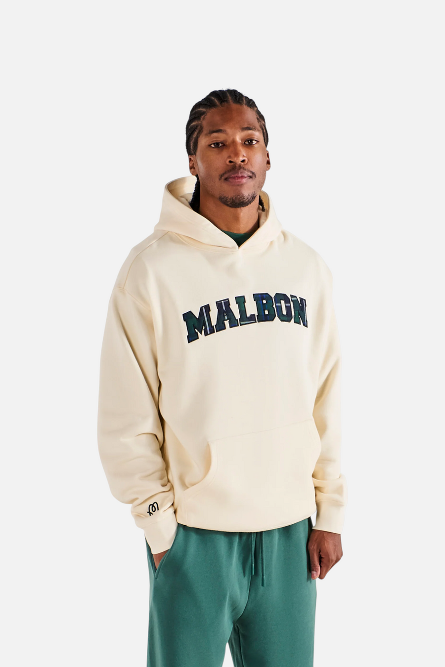 Malbon Golf Men's Fesque Preston Hoodie in Ivory – front view