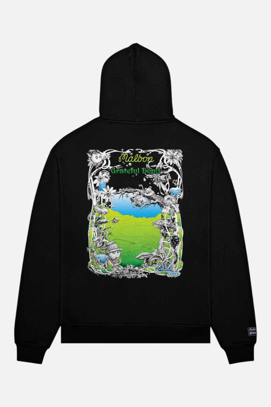 Malbon Golf Men's Grateful Dead Fesque Hoodie in Black – detail